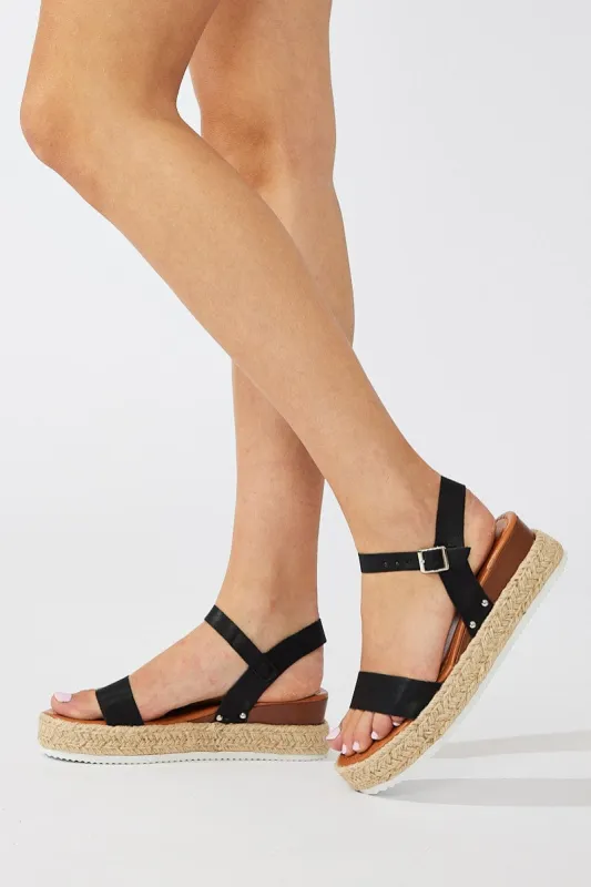 Black Flatform Sandals sold by Ally Fashion