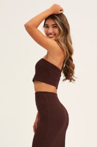 Brown Textured Boob Tube sold by Ally Fashion