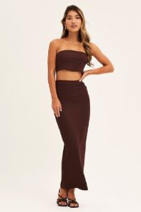 Brown Textured Boob Tube sold by Ally Fashion