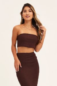 Brown Textured Boob Tube sold by Ally Fashion