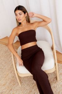 Brown Textured Boob Tube sold by Ally Fashion