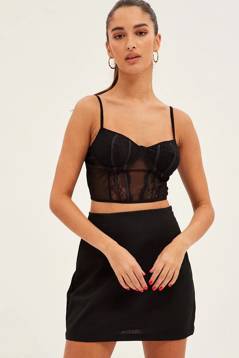 Black Crop Top Singlet Cami Lace sold by Ally Fashion product image thumbnail 3