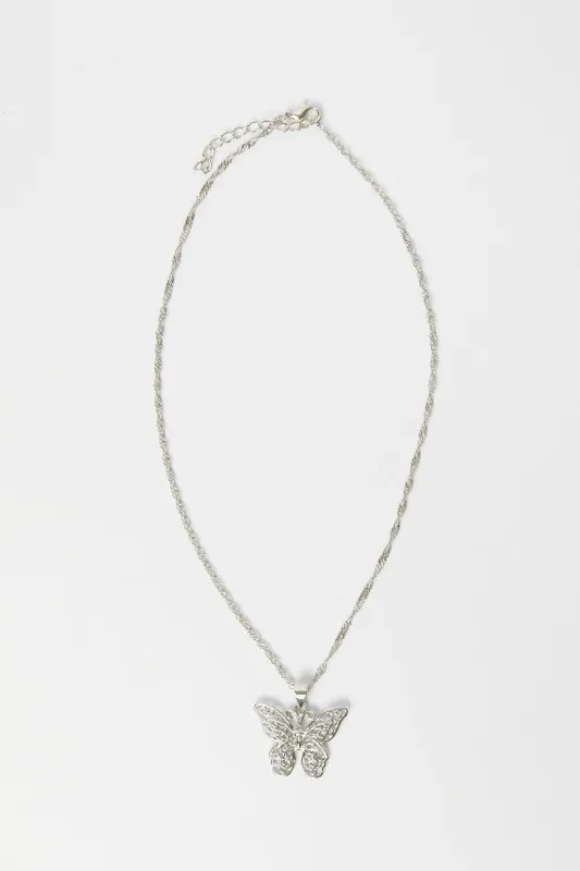 Silver Butterfly Pendent Necklace sold by Ally Fashion