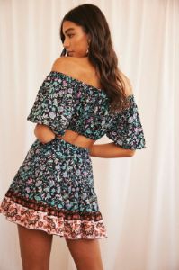 Black Boho Mini Skirt High Rise sold by Ally Fashion