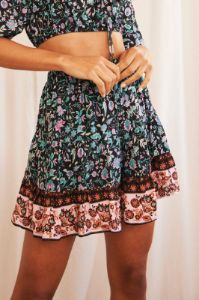 Black Boho Mini Skirt High Rise sold by Ally Fashion