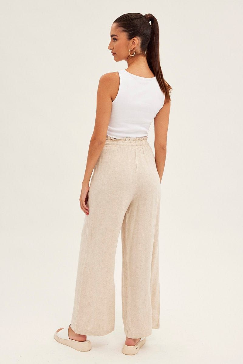 Beige Elastic Waist Wide Leg Pants sold by Ally Fashion product image thumbnail 5