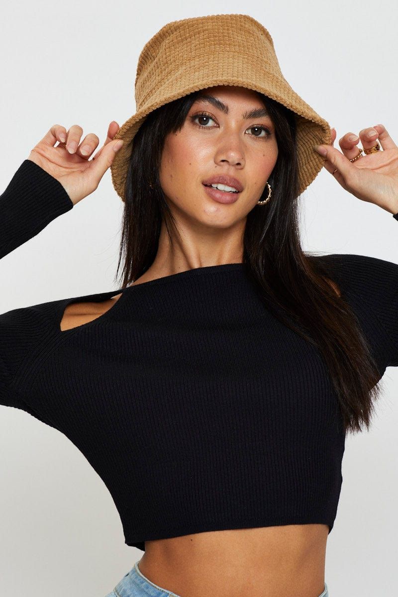 Brown Corduroy Bucket Hat sold by Ally Fashion