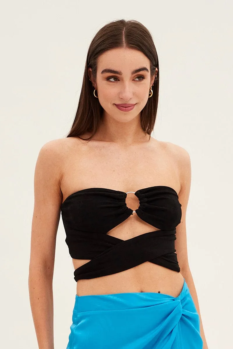 Black Ring Detail Strapless Crop Top sold by Ally Fashion product image thumbnail 3