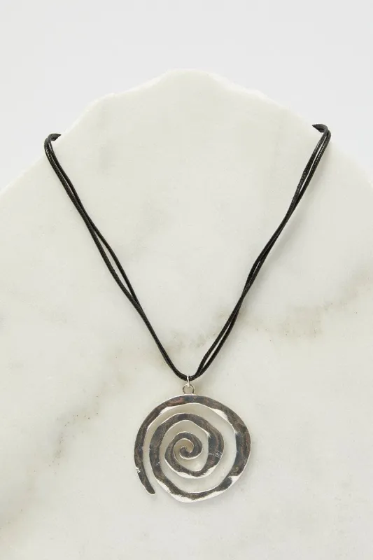 Silver Abstract Swirl Corded Necklace sold by Ally Fashion