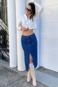 Denim Skirt Midi High Rise sold by Ally Fashion