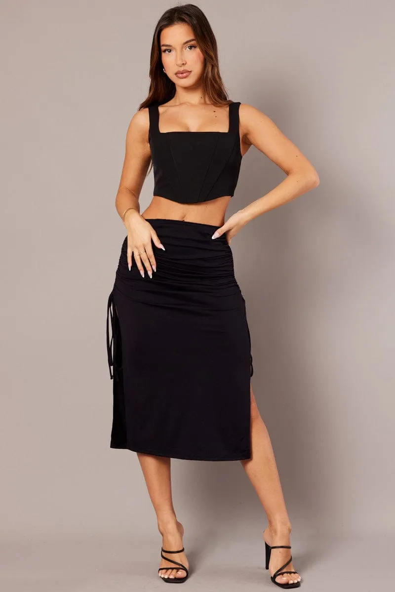 Black Maxi Skirt Side Ruched Jersey sold by Ally Fashion product image thumbnail 2