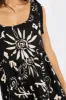 Black Abstract Playsuit Sleeveless Tie Shoulder Linen Blend sold by Ally Fashion