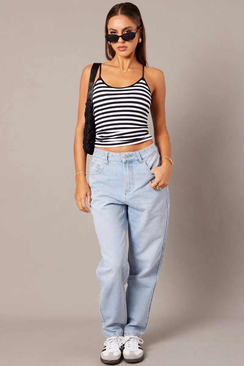 Black Stripe Singlet Top Sleeveless Scoop Neck Seamless sold by Ally Fashion product image thumbnail 2