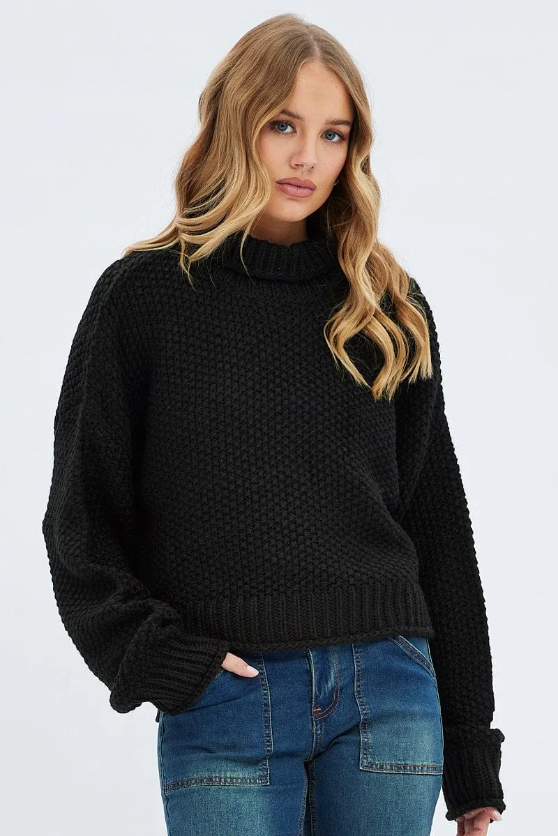 Black Knit Jumper Turtle Neck sold by Ally Fashion