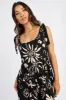 Black Abstract Playsuit Sleeveless Tie Shoulder Linen Blend sold by Ally Fashion