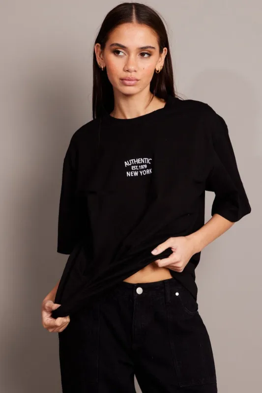 Black Graphic Tee Short Sleeve sold by Ally Fashion