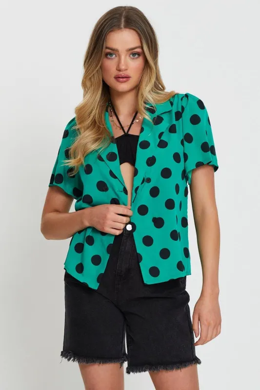 Polka Dot Relaxed Shirts Short Sleeve sold by Ally Fashion