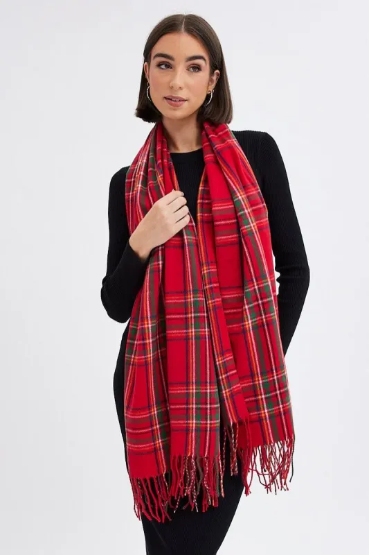 Red Check Tarten Scarf sold by Ally Fashion