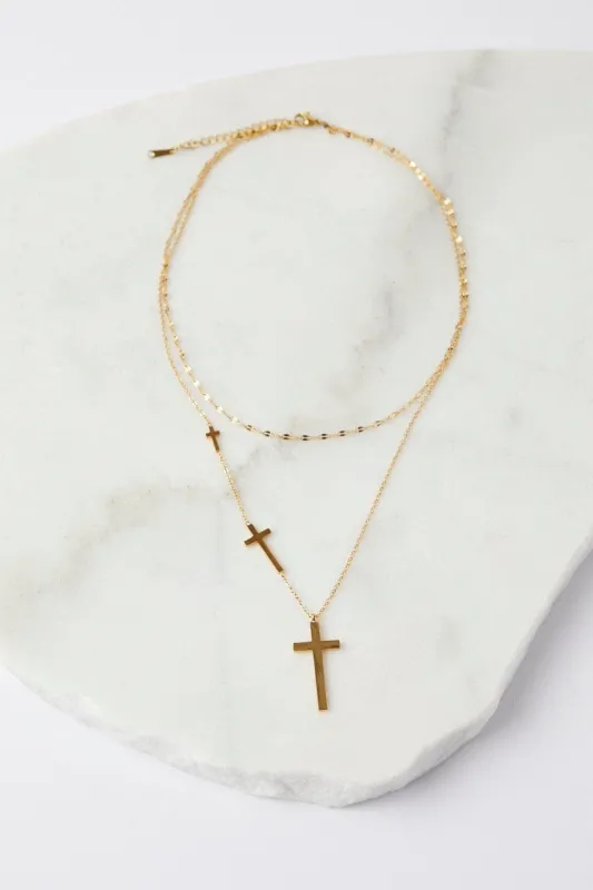Gold Cross Design Necklace sold by Ally Fashion