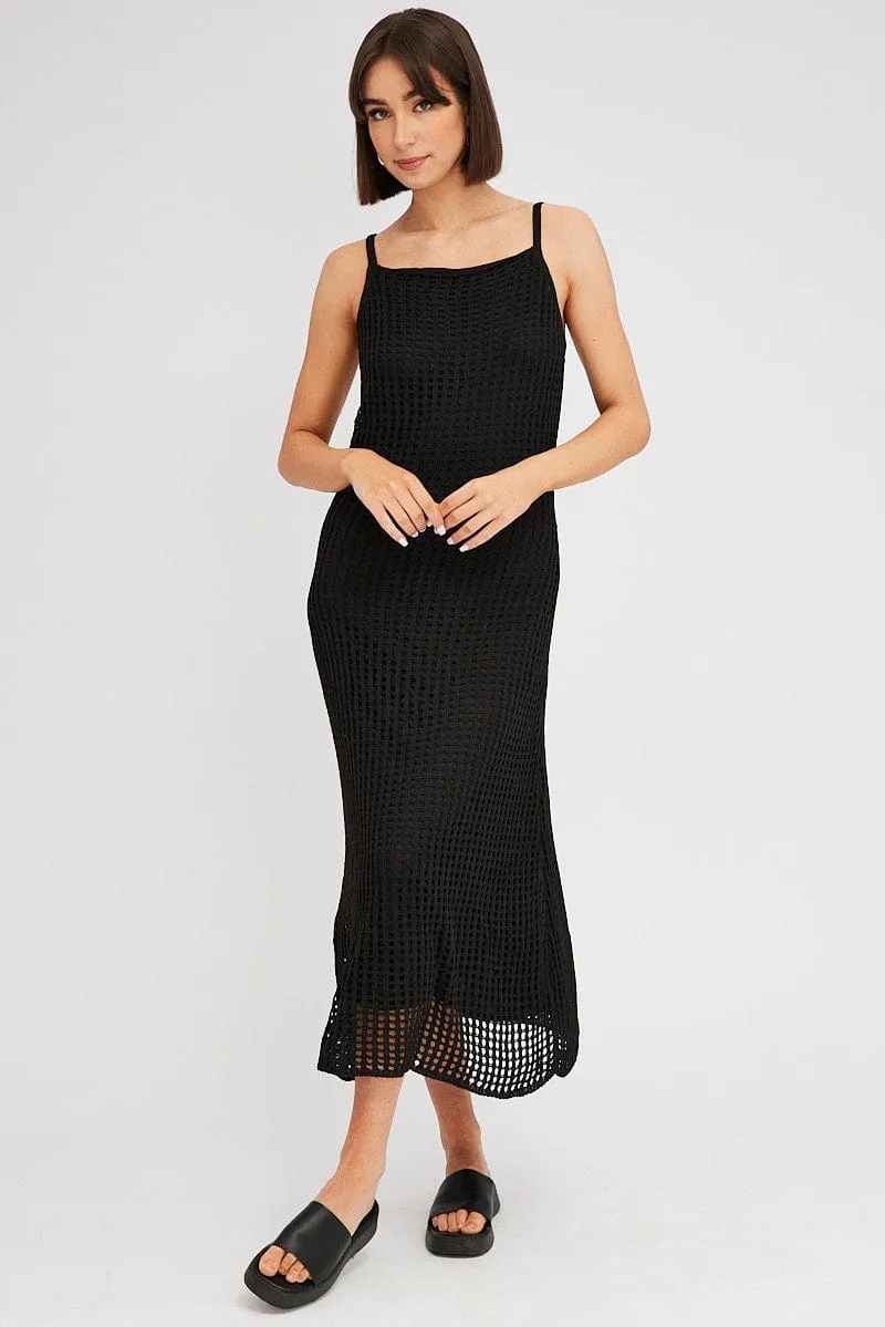 Black Knit Dress Sleeveless Maxi Crochet sold by Ally Fashion