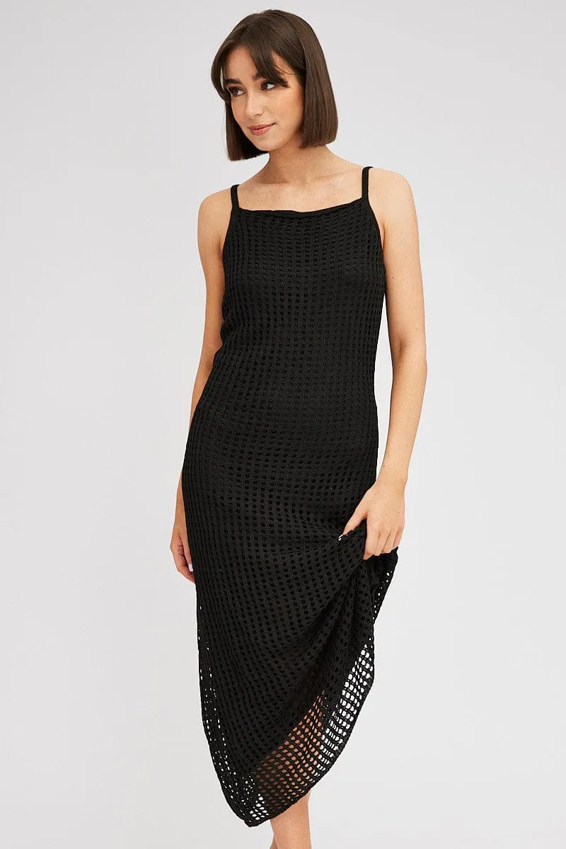 Black Knit Dress Sleeveless Maxi Crochet sold by Ally Fashion product image thumbnail 2