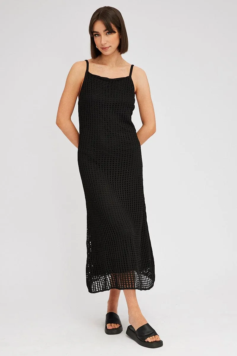 Black Knit Dress Sleeveless Maxi Crochet sold by Ally Fashion product image thumbnail 3
