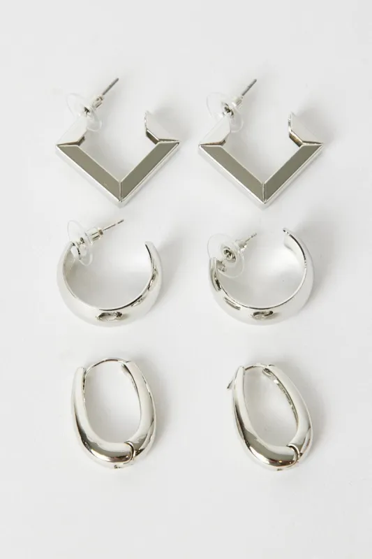 Silver 3 Pack Earrings sold by Ally Fashion