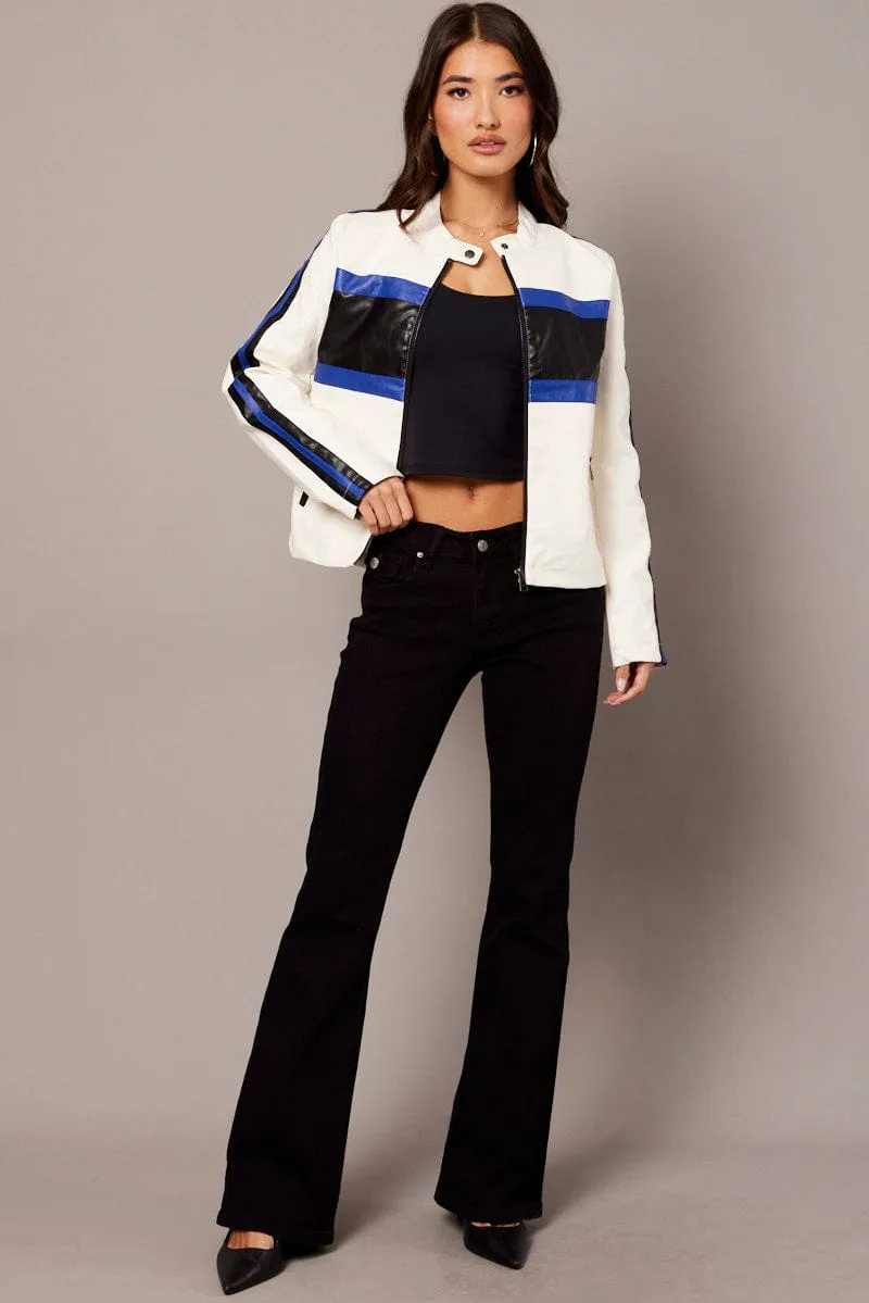White Faux Leather Jacket Long Sleeves sold by Ally Fashion product image thumbnail 2
