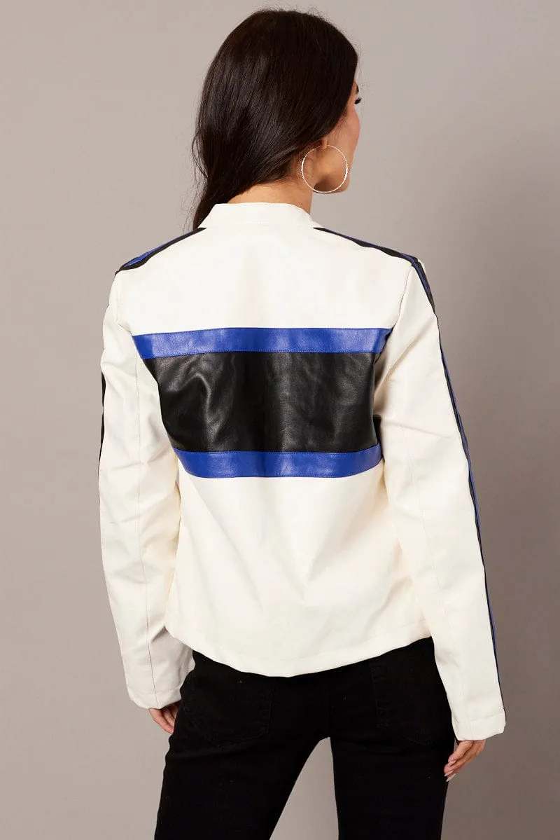 White Faux Leather Jacket Long Sleeves sold by Ally Fashion product image thumbnail 5