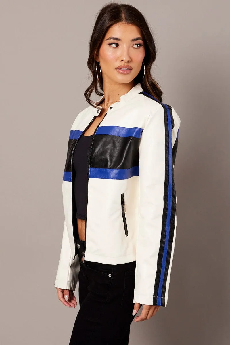 White Faux Leather Jacket Long Sleeves sold by Ally Fashion product image thumbnail 4