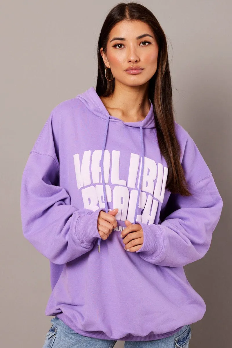 Purple Graphic Hoodie Sweater Long Sleeve sold by Ally Fashion product image thumbnail 3