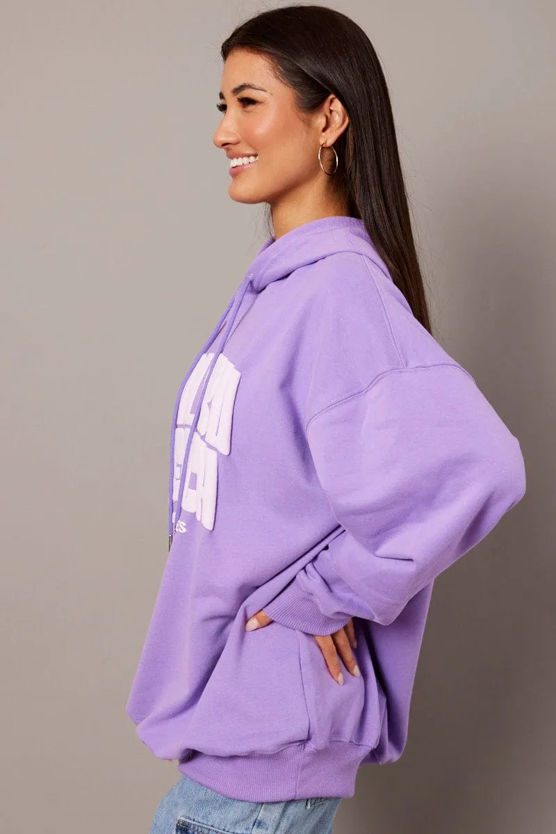 Purple Graphic Hoodie Sweater Long Sleeve sold by Ally Fashion product image thumbnail 4