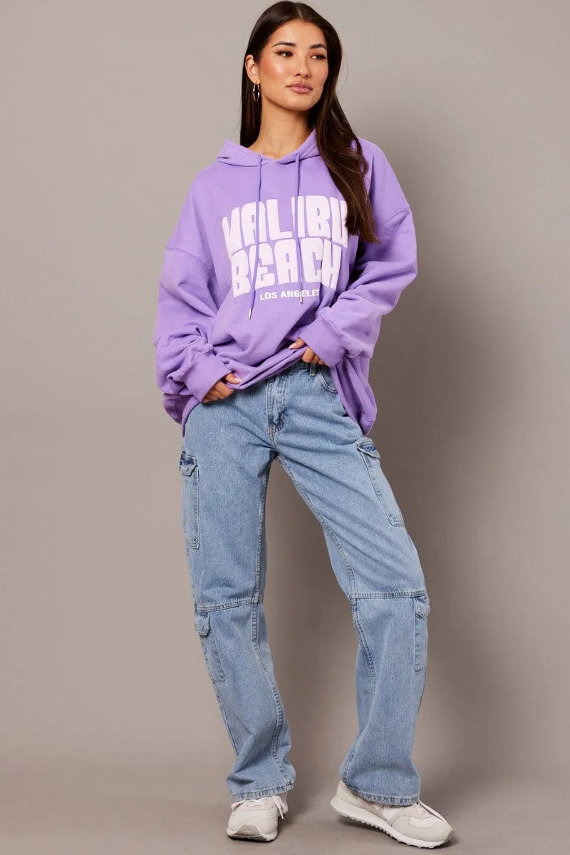 Purple Graphic Hoodie Sweater Long Sleeve sold by Ally Fashion product image thumbnail 2