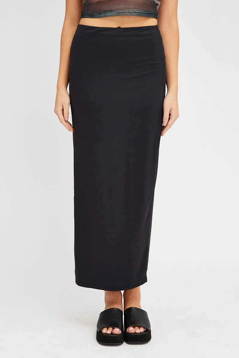 Black Supersoft Maxi Skirt Side Split sold by Ally Fashion product image thumbnail 2