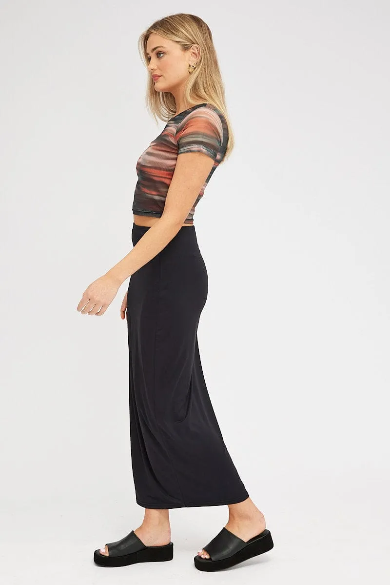 Black Supersoft Maxi Skirt Side Split sold by Ally Fashion product image thumbnail 4