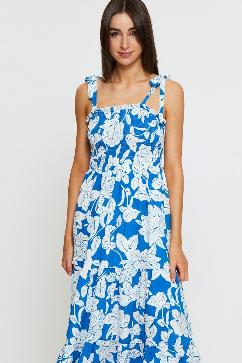 Print Maxi Dress Sleeveless Tie Shoulder Square Neck sold by Ally Fashion product image thumbnail 2