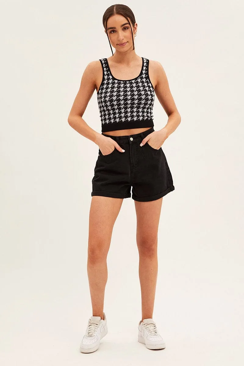 Black High Rise Denim Shorts Mom Fit sold by Ally Fashion product image thumbnail 3