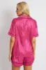 Pink Stripe Pyjama Set Stripe Satin Jacquard Navy Piping PJ sold by Ally Fashion