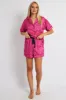 Pink Stripe Pyjama Set Stripe Satin Jacquard Navy Piping PJ sold by Ally Fashion