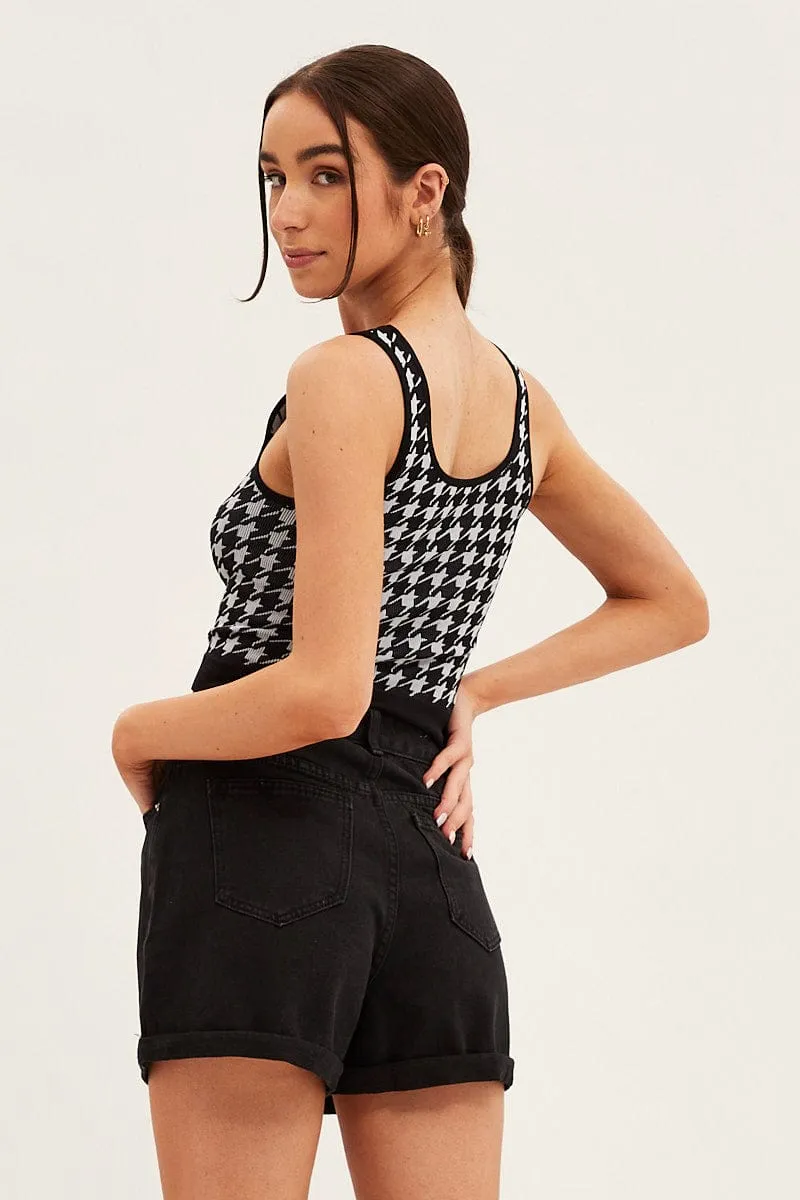 Black High Rise Denim Shorts Mom Fit sold by Ally Fashion product image thumbnail 5