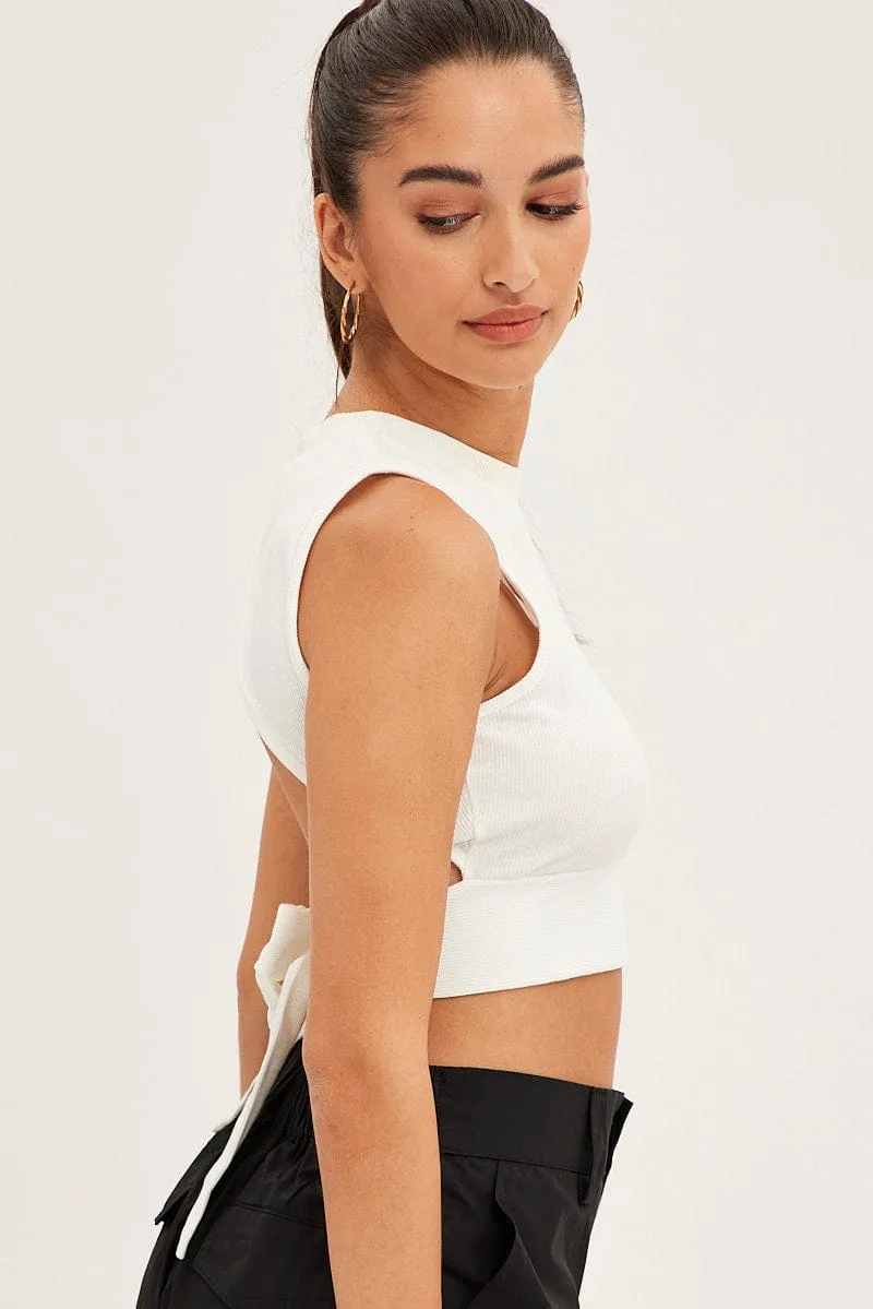 White Rib Jersey Cropped Top sold by Ally Fashion product image thumbnail 5