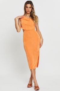 Orange Midi Dress Bodycon sold by Ally Fashion