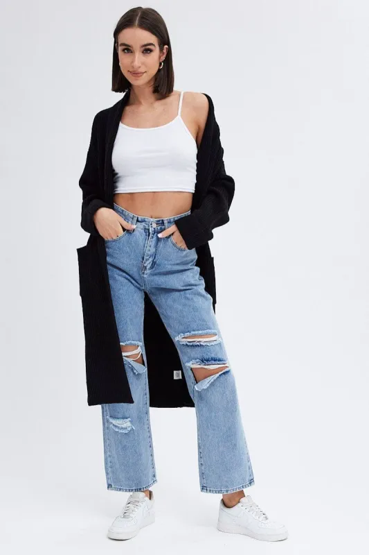 Black Longline Cardigan sold by Ally Fashion