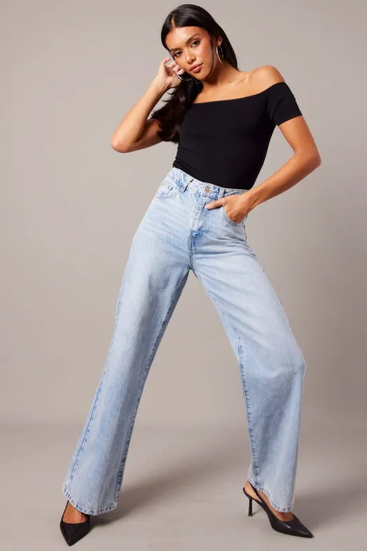 Denim Wide Leg Jean High Rise sold by Ally Fashion