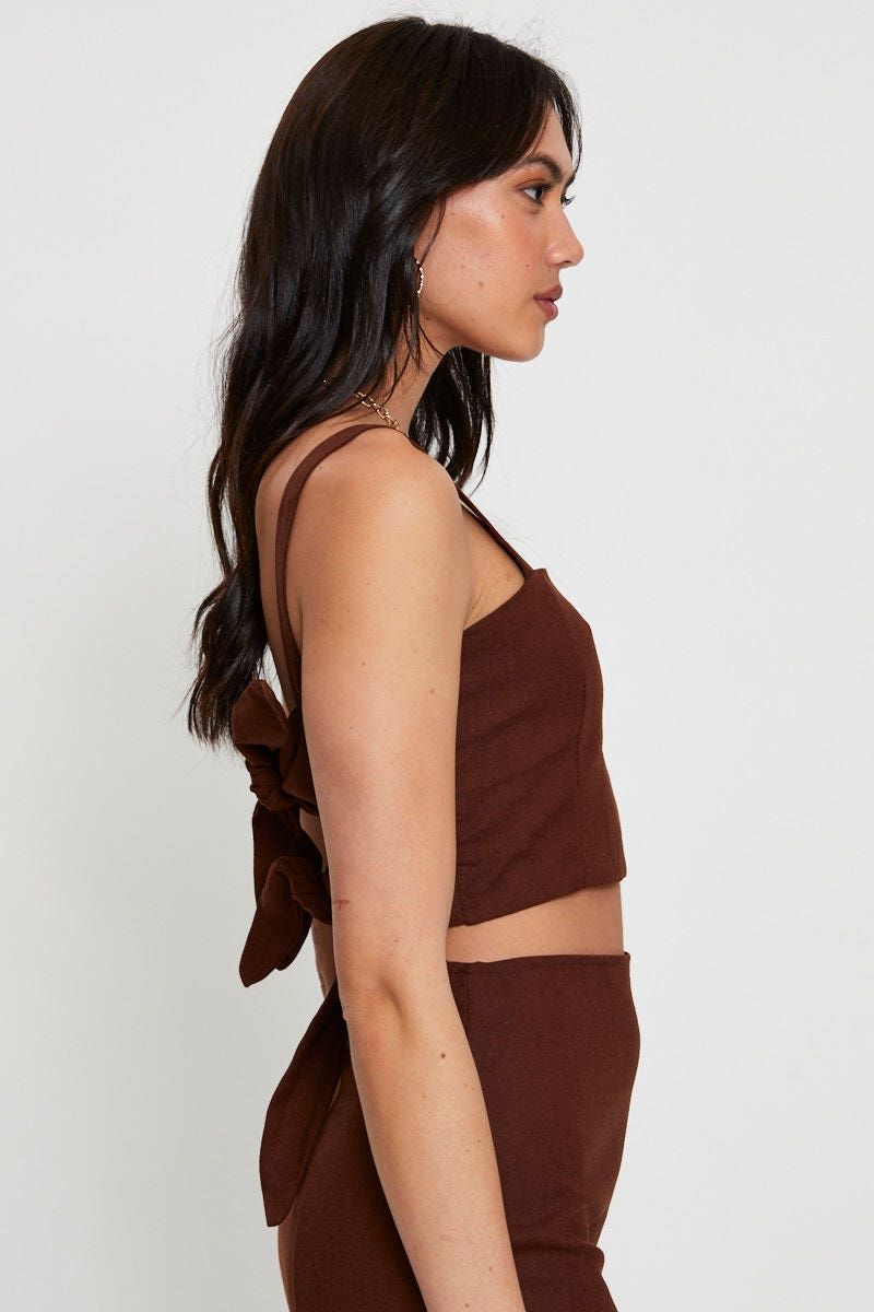 Brown Singlet Top Sleeveless Crop sold by Ally Fashion product image thumbnail 4