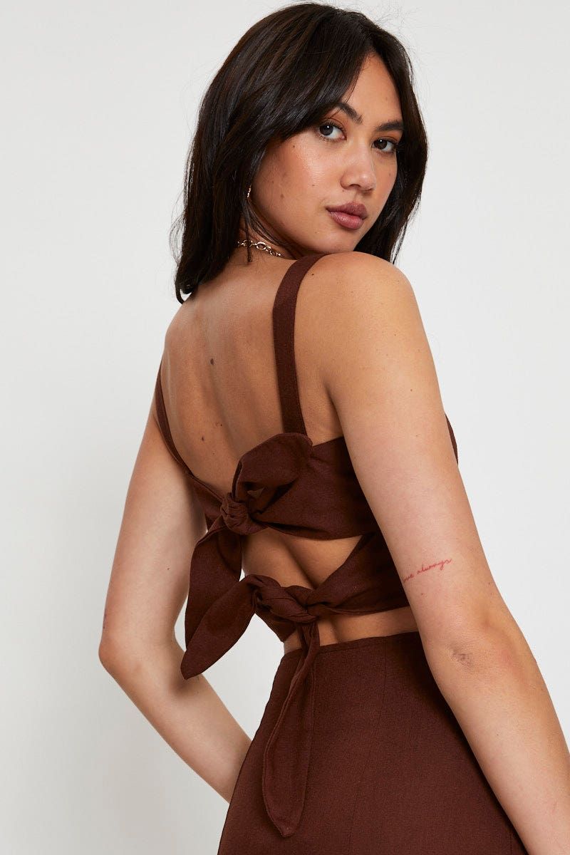 Brown Singlet Top Sleeveless Crop sold by Ally Fashion product image thumbnail 2
