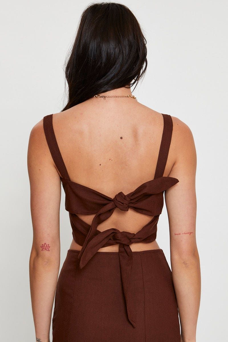 Brown Singlet Top Sleeveless Crop sold by Ally Fashion product image thumbnail 5