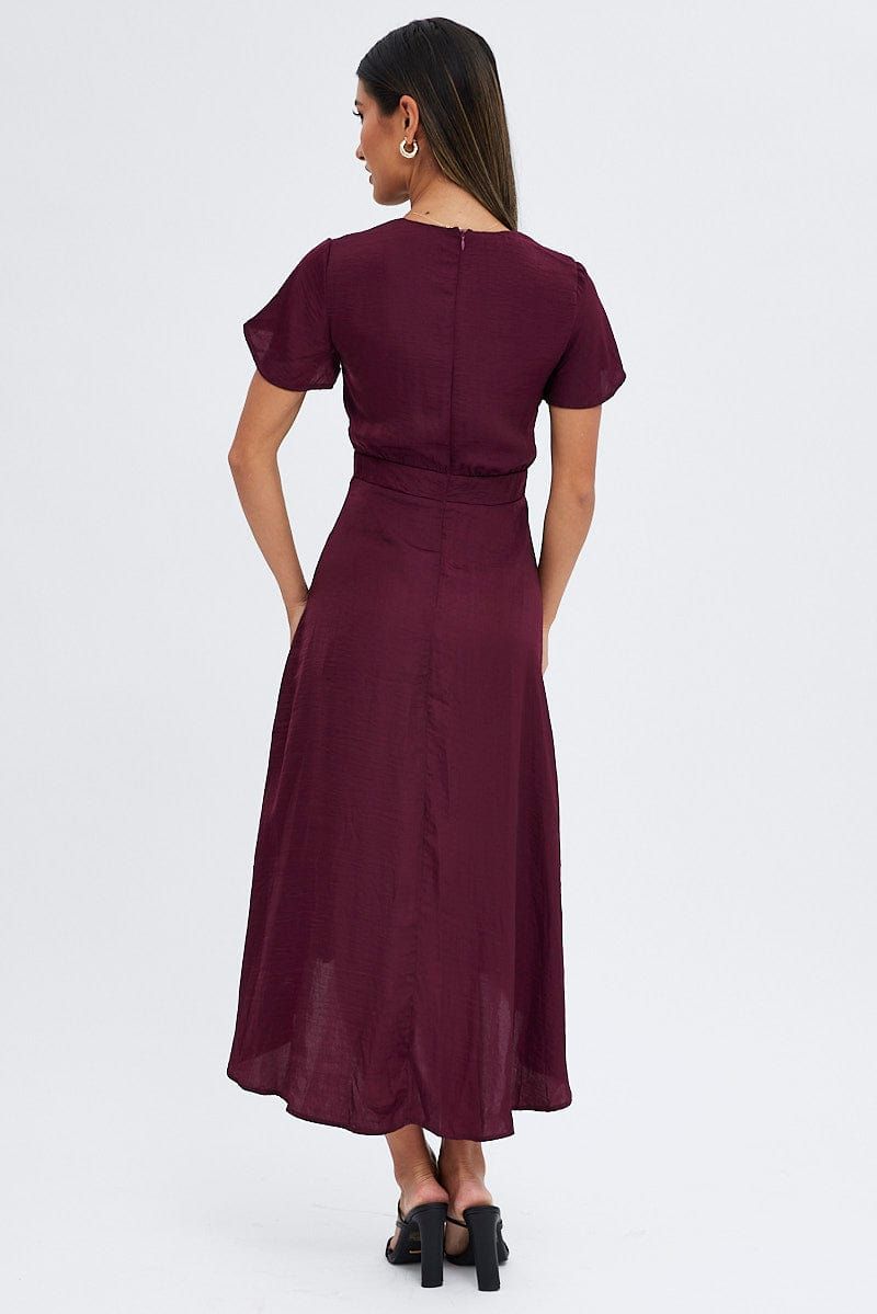 Purple Midi Dress Short Sleeve Tie Back Satin sold by Ally Fashion product image thumbnail 5