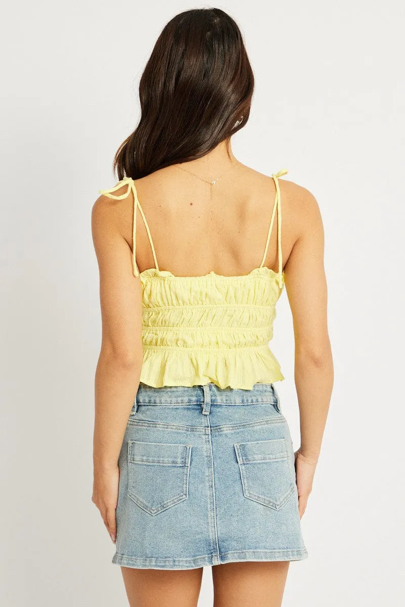 Yellow Cami Top Sleeveless Tie Front Textured sold by Ally Fashion product image thumbnail 5