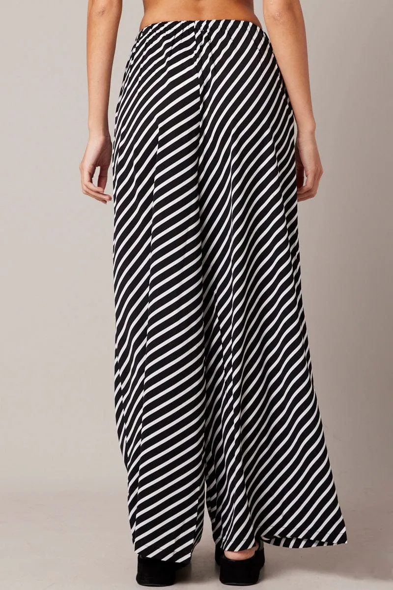 Black Stripe Wide Leg Pants High Rise sold by Ally Fashion product image thumbnail 5